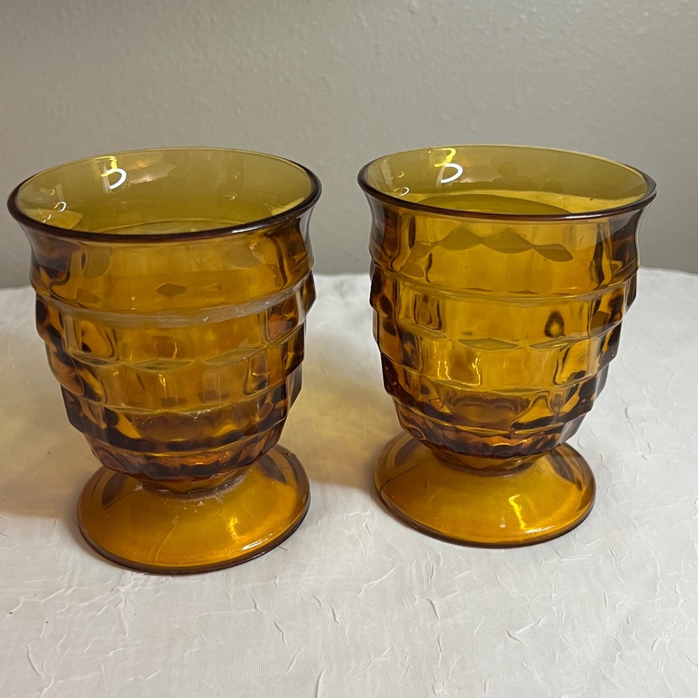 Whitehall GlassAmber Glass Goblets Set of 2
